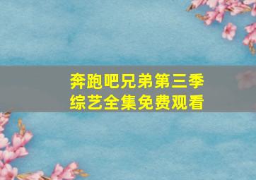 奔跑吧兄弟第三季综艺全集免费观看