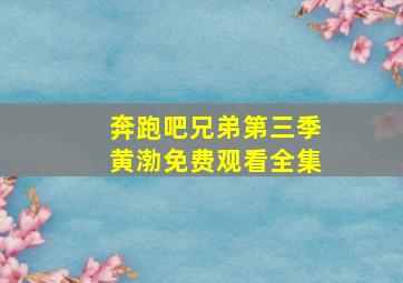 奔跑吧兄弟第三季黄渤免费观看全集