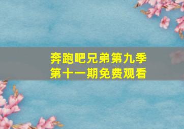 奔跑吧兄弟第九季第十一期免费观看