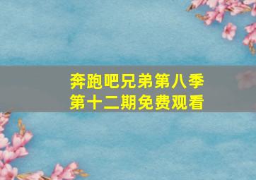 奔跑吧兄弟第八季第十二期免费观看