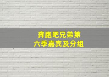 奔跑吧兄弟第六季嘉宾及分组