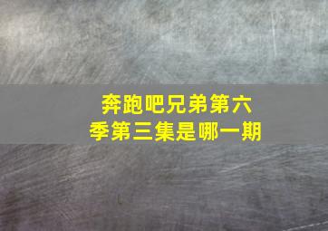 奔跑吧兄弟第六季第三集是哪一期