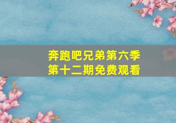 奔跑吧兄弟第六季第十二期免费观看