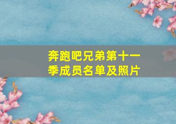 奔跑吧兄弟第十一季成员名单及照片