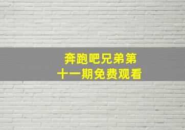 奔跑吧兄弟第十一期免费观看