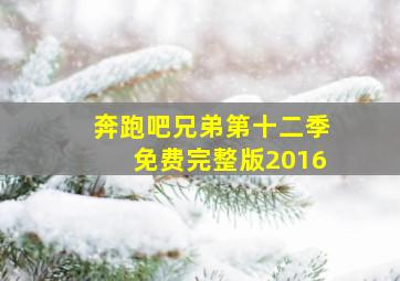 奔跑吧兄弟第十二季免费完整版2016