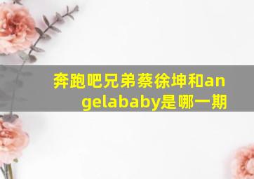 奔跑吧兄弟蔡徐坤和angelababy是哪一期