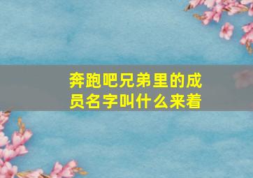 奔跑吧兄弟里的成员名字叫什么来着