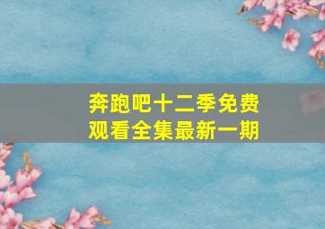 奔跑吧十二季免费观看全集最新一期