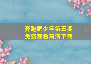 奔跑吧少年第五期免费观看高清下载