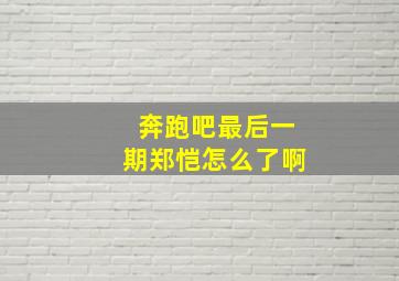 奔跑吧最后一期郑恺怎么了啊