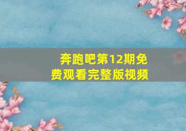 奔跑吧第12期免费观看完整版视频