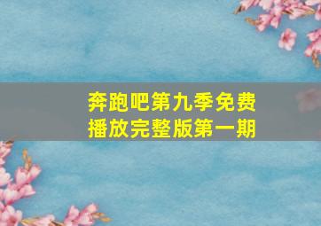 奔跑吧第九季免费播放完整版第一期