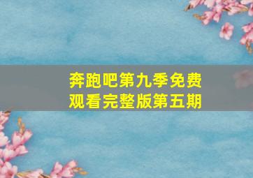 奔跑吧第九季免费观看完整版第五期