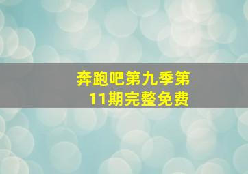 奔跑吧第九季第11期完整免费