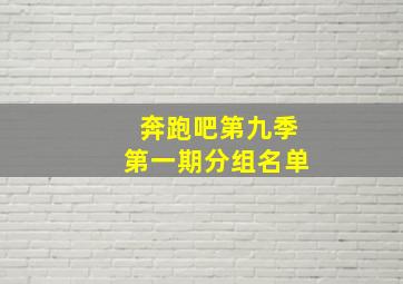 奔跑吧第九季第一期分组名单