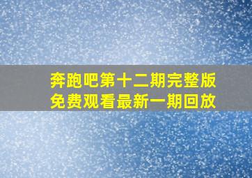 奔跑吧第十二期完整版免费观看最新一期回放