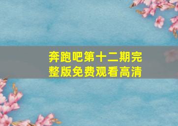 奔跑吧第十二期完整版免费观看高清