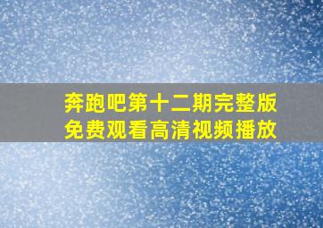 奔跑吧第十二期完整版免费观看高清视频播放