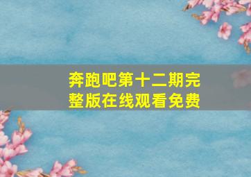 奔跑吧第十二期完整版在线观看免费