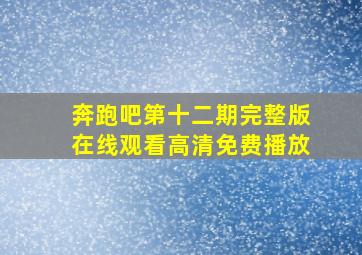 奔跑吧第十二期完整版在线观看高清免费播放