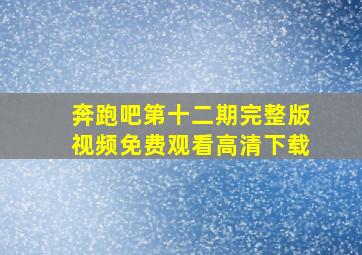 奔跑吧第十二期完整版视频免费观看高清下载