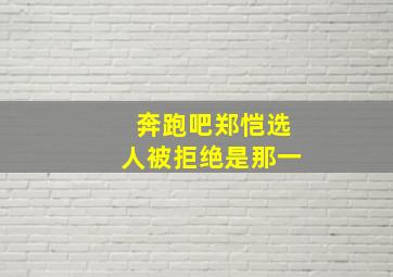 奔跑吧郑恺选人被拒绝是那一