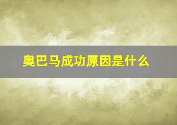 奥巴马成功原因是什么