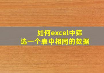 如何excel中筛选一个表中相同的数据