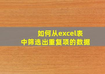 如何从excel表中筛选出重复项的数据