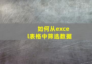 如何从excel表格中筛选数据