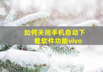 如何关闭手机自动下载软件功能vivo