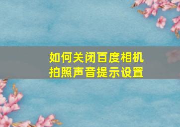 如何关闭百度相机拍照声音提示设置