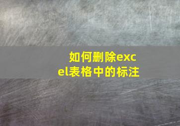 如何删除excel表格中的标注