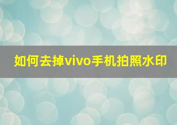 如何去掉vivo手机拍照水印