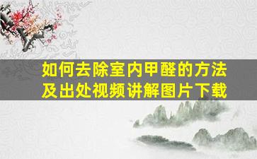 如何去除室内甲醛的方法及出处视频讲解图片下载