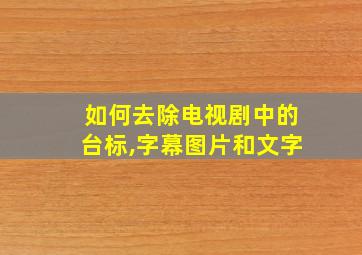 如何去除电视剧中的台标,字幕图片和文字