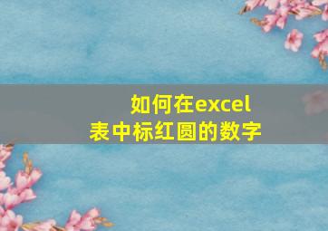 如何在excel表中标红圆的数字