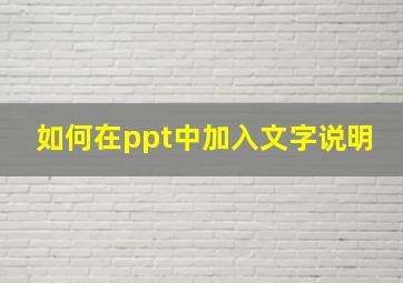 如何在ppt中加入文字说明