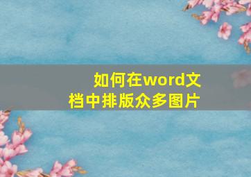 如何在word文档中排版众多图片