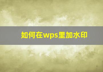 如何在wps里加水印