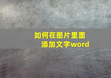 如何在图片里面添加文字word