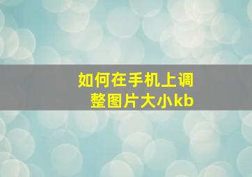 如何在手机上调整图片大小kb