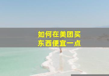 如何在美团买东西便宜一点