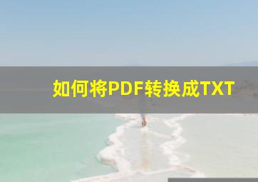 如何将PDF转换成TXT