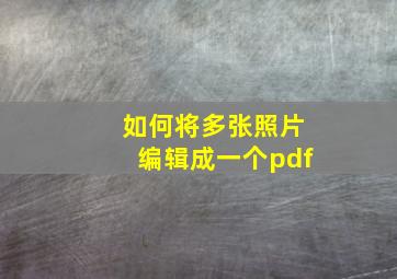 如何将多张照片编辑成一个pdf