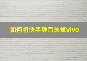 如何将快手静音关掉vivo