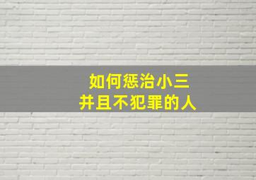 如何惩治小三并且不犯罪的人