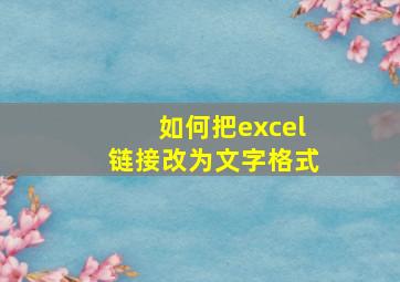 如何把excel链接改为文字格式