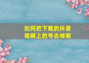 如何把下载的抖音视频上的号去掉呢